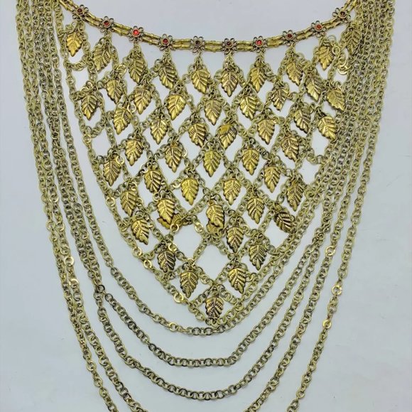 Multi Strands Bib Necklace, Gypsy Silver Kuchi Bohi Bib Necklace - Picture 3 of 12